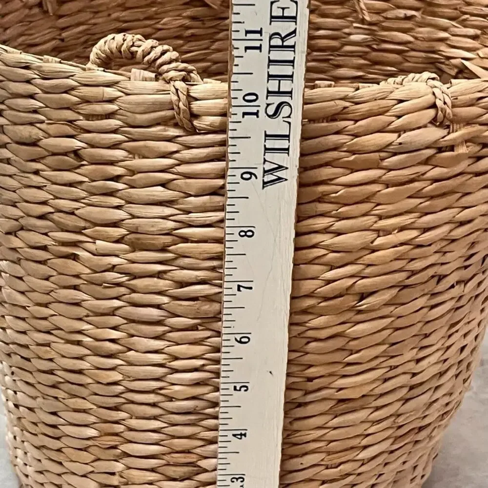 Water Hyacinth Round Multi-Use Basket With Handles Boho Decor 10
